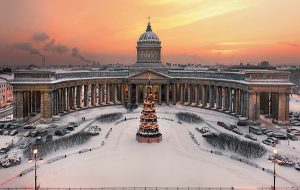 کلیسای اعظم کازان روسیه در زمستان